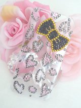 【iphone4/4S/5/5S/5C　デコ ケース】　ブラックリボン*ハート・レオパード*ピンクグラデーション* 追加