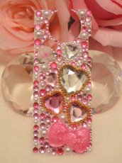 画像2: 【デコ電シート】　オーダー品★SH004★裏面　姫系ピンク×ホワイト　ジュエルハート (2)