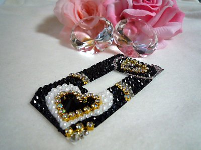 画像2: 【デコ電シート】 オーダー品★SH-01B★ 大人sweet☆モノトーン ハートプッチ