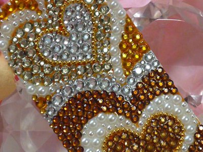 画像3: 【デコ電シート】　オーダー品★AU　BRAVIA　U1★　大人sweet☆ブラウン、ベージュ、ホワイト系　ハートプッチ