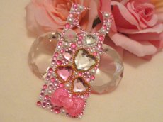 画像1: 【デコ電シート】　オーダー品★SH004★裏面　姫系ピンク×ホワイト　ジュエルハート (1)