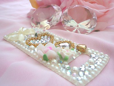 画像1: 【デコ電シート】 オーダー品★N-08A★♪姫系*ローズ*ホワイト*プリンセス