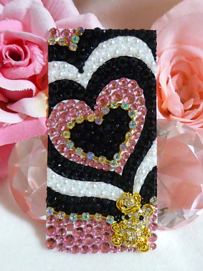 画像1: 【デコ電シート】　オーダー品★SH004★　kirakiraくまちゃん　小悪魔系ハートプッチ