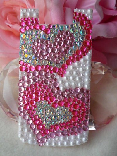 画像1: 【デコ電シート】　オーダー品★W61CA★　大人sweet♪ハートプッチ　ピンク、オーロラ　姫系配色