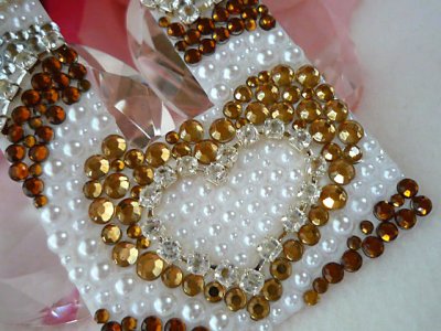 画像3: 【デコ電シート】　オーダー品★SH-01B★　ブラウンゴールド系☆大人ハートプッチ