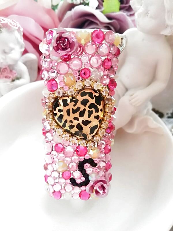 画像2: 【ライターケース】　小悪魔*姫系*ヒョウ柄*レオパード*ハート*イニシャル (2)