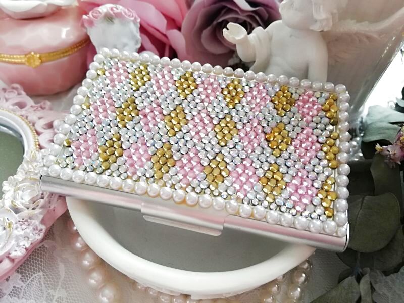 画像4: 上品*アーガイル*大人かわいい＊ライトローズ×イエローゴールド×オーロラ (4)