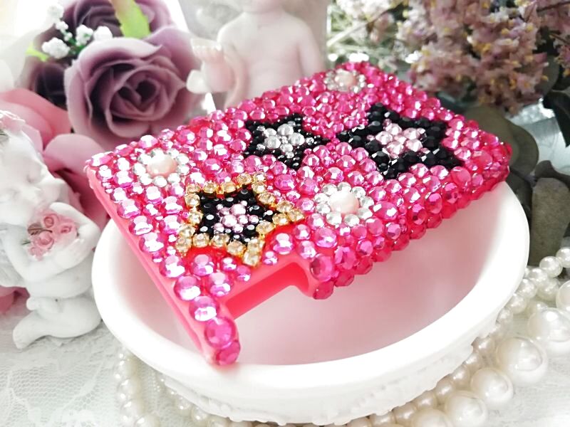 画像4: 【ミンティアケース】pink×black*ポップ*スター☆大人デコ  (4)