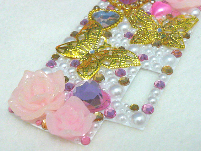 画像5: 【オーダーデコ電シート】★F-02B★ スワロツイン蝶々*姫系*pinkgold (5)