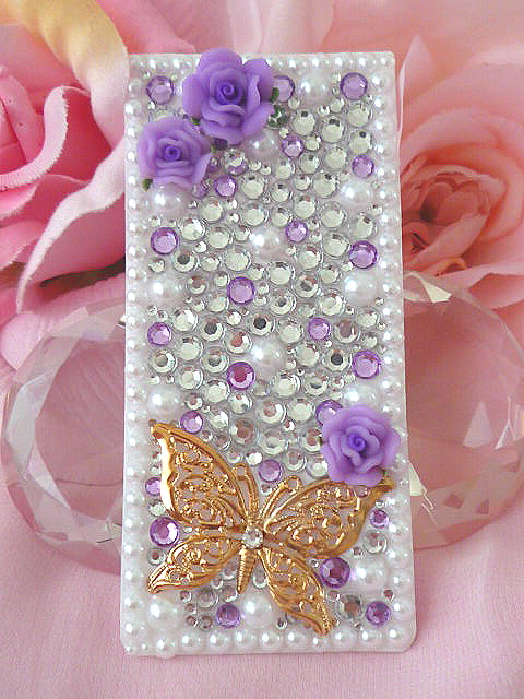 画像5: 【デコ電シート】 オーダー品★P-07B★ 大人姫*アメジスト*スワロ蝶々 (5)